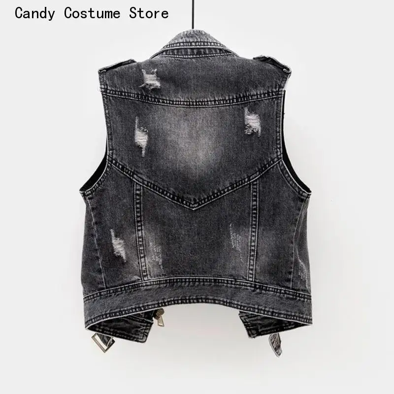 Vintage Fashion Denim Vests Women Trendy Korean Style Zippers Spring All-match Daily Streetwear College New Design College Chic