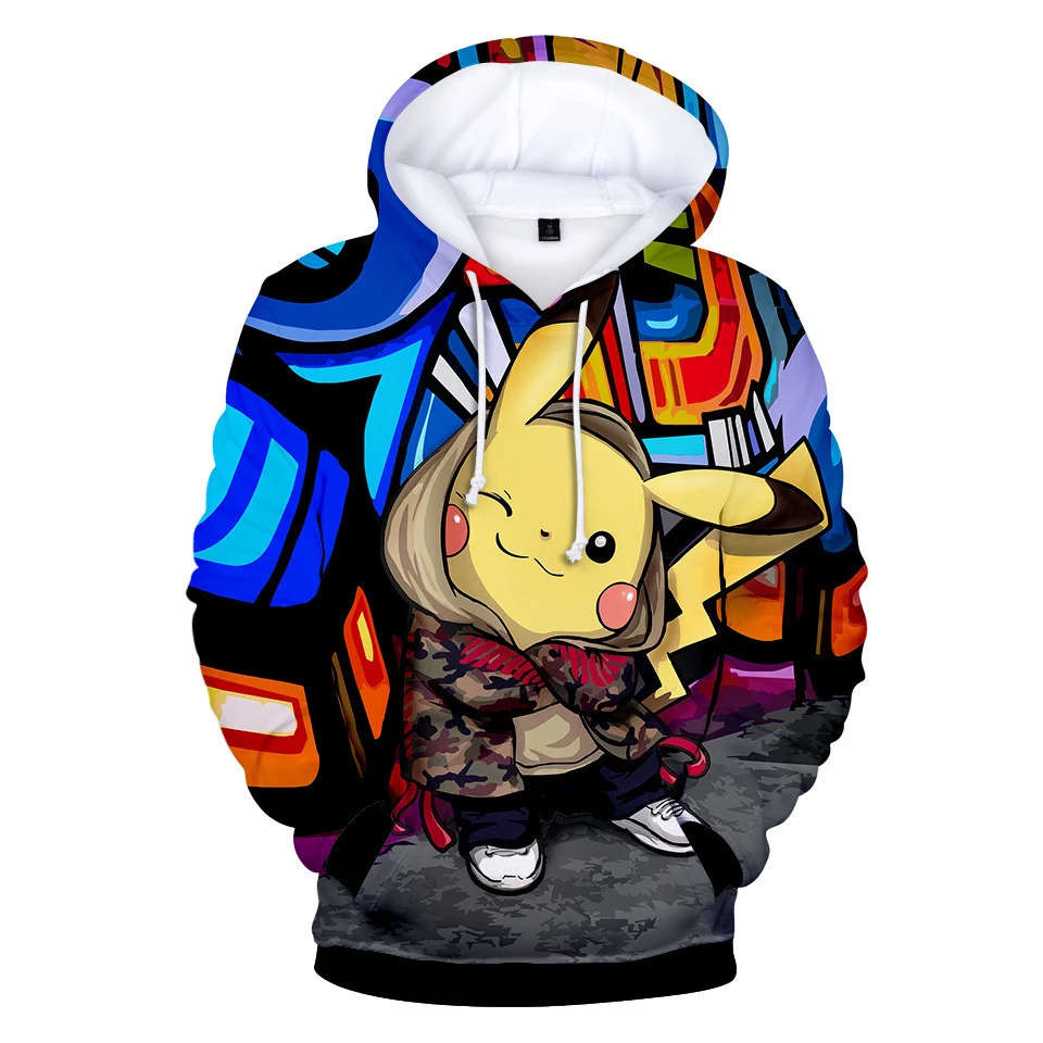 thumbnail image 1 of Sudadera con capucha de Pokémon Pikachu amarilla con estampado de dibujos animados para mujer, sudadera con capucha informal de manga larga para primavera, otoño e invierno, 1 of 1