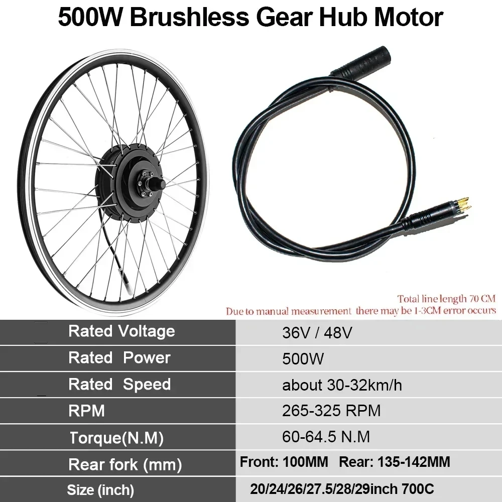 電動自転車電動キット,リアモーター,液晶画面,36v,48v,500w,700c,36v
