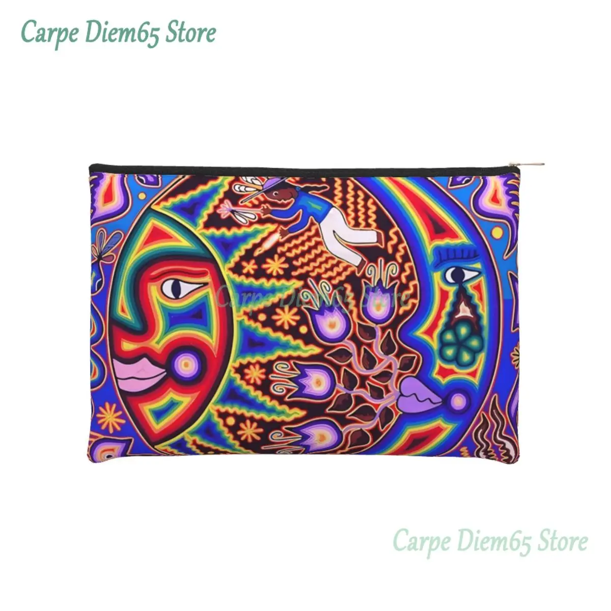 

Custom Mexican Huichol Sun Moon Travel Cosmetic Bag for Women Toiletry Makeup Organizer Ladies Beauty Storage Dopp Kit