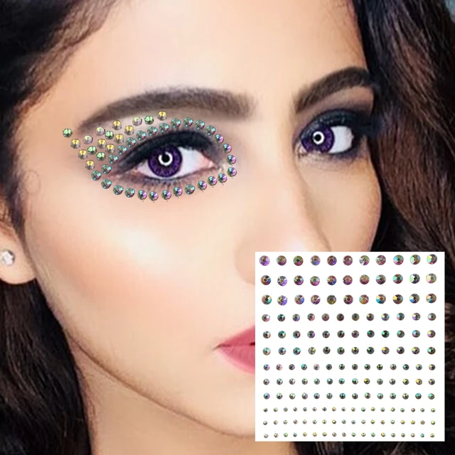 Face Gems Temporary Tattoos Eyes Eyeliner Bindi Dots Jewels Sticker Sparkle  Diamonds Pearl Makeup Jewelry Halloween Decoration - AliExpress