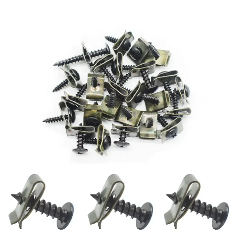 10 Sets M4 M5 Motorrad Auto Roller ATV Moped Ebike Kunststoff Abdeckung Metall Retainer M4 M5 selbstschneidende Schraube und Clips Motorwagen