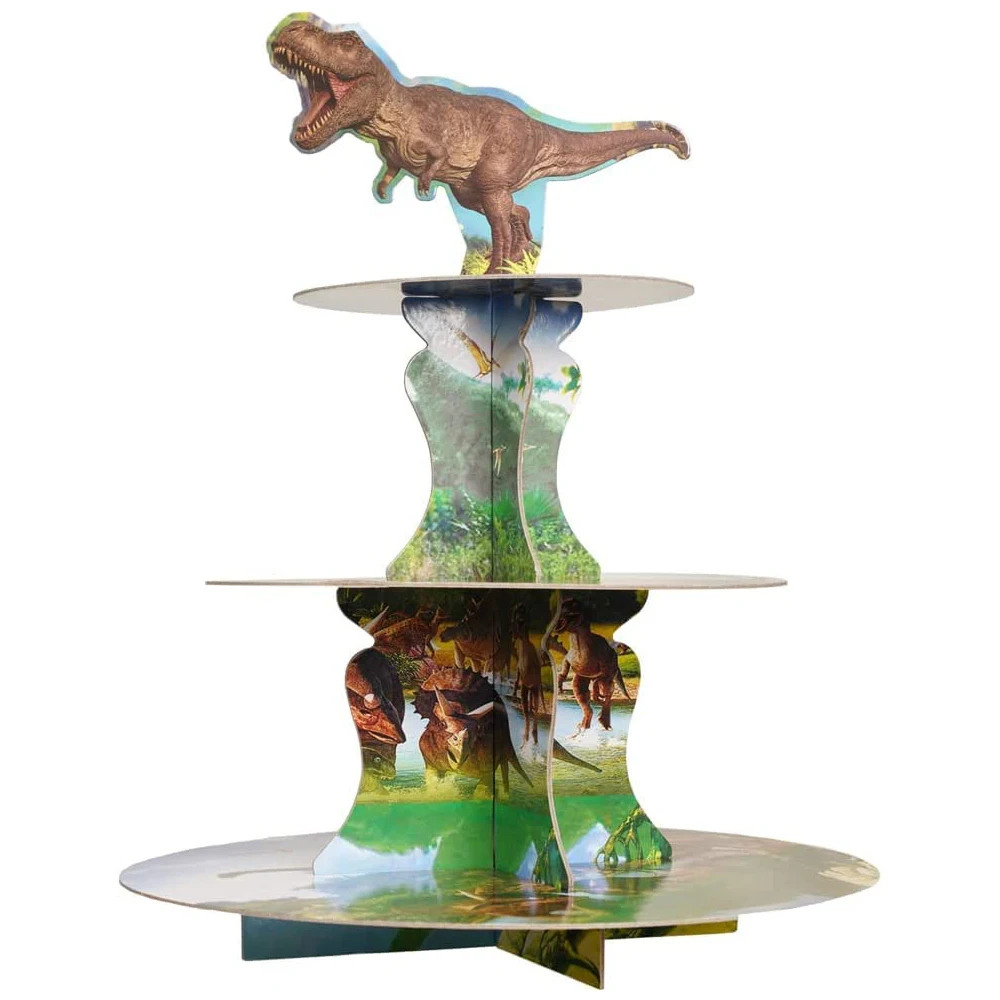 JurassicPeriodDinosaurCakeStandDisplay3LayerBabyShowerPartyCupcakeRackHolderKid