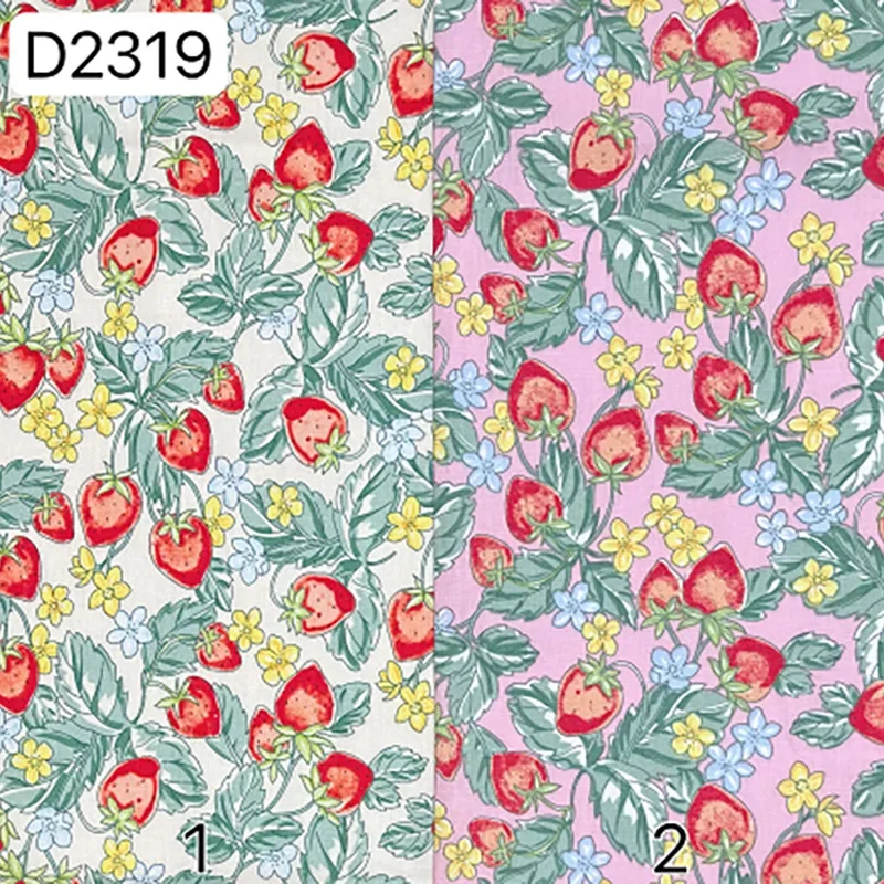 Pure Cotton Strawberry Print Fabric for Dress Children's Shirt Bag Active Water Dyeing Printing Clothing Accessories