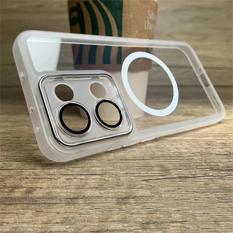 Magnetic Soft Silicone Clear Case with Camera Protection and MagSafe Compatibility