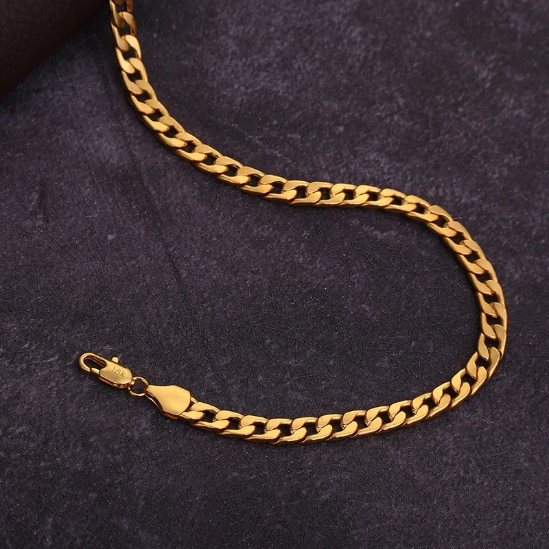 Fashion Necklace 6MM 18K Gold Plated Sideways Snake Chain Necklace Men Women 30In Femme Hip Hop Jewelry