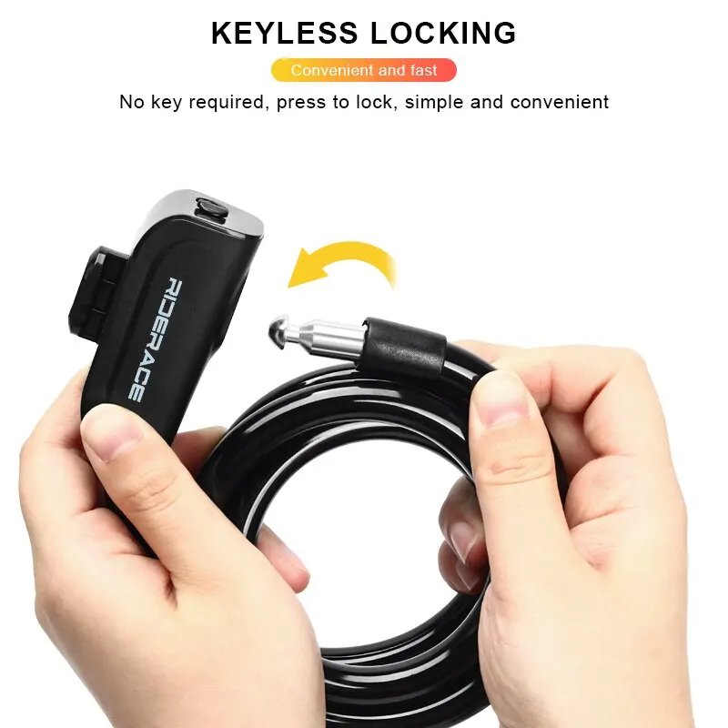 RIDERACE High-Security Portable Bicycle Cable Lock for Anti-Theft Protection