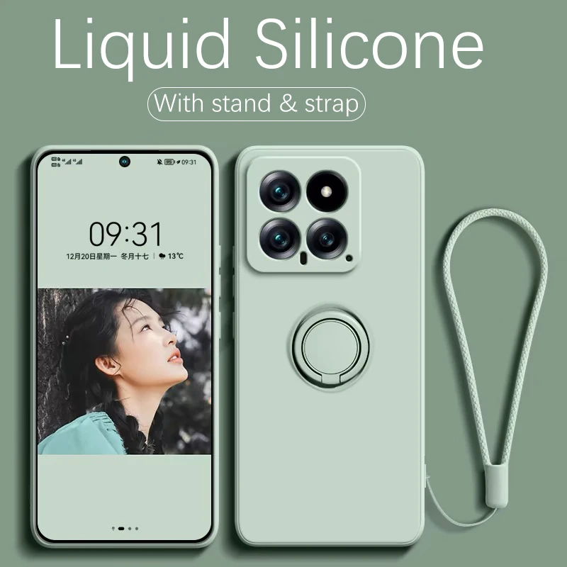 Premium Liquid Silicone Case with Ring Holder and Strap - Durable and Stylish Protection