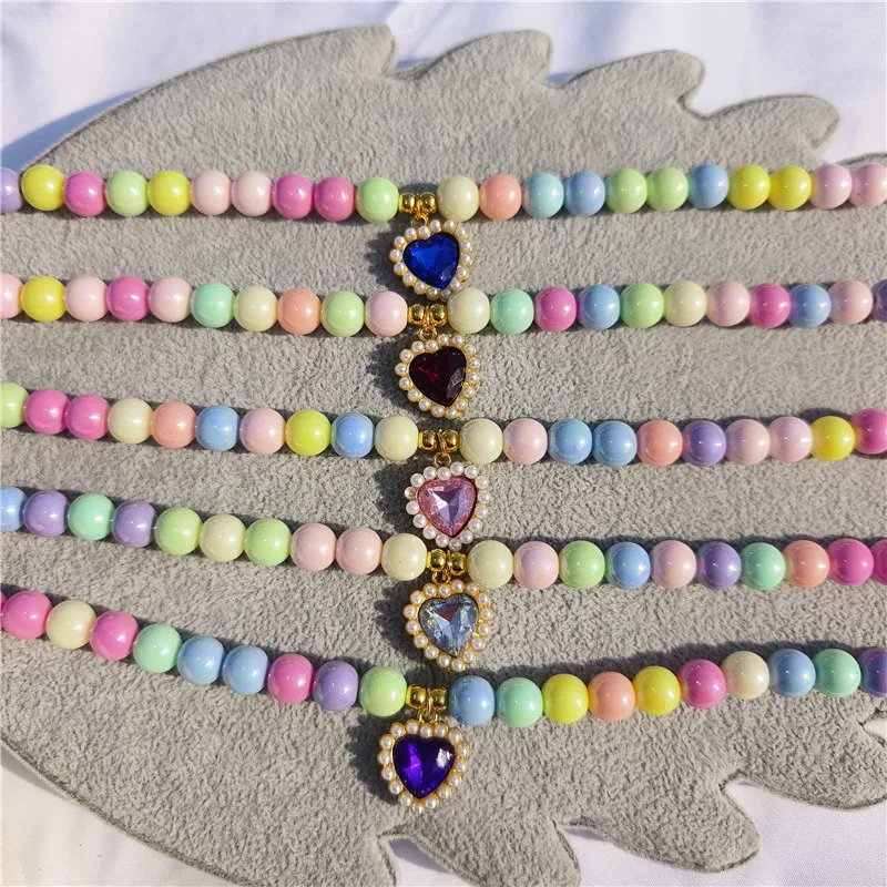 

New Bling Diamond Pearl Cat Collar Puppy Baby Dog Cat Collar Colorful Pearl Kitten Necklace Accessories Puppy Collar