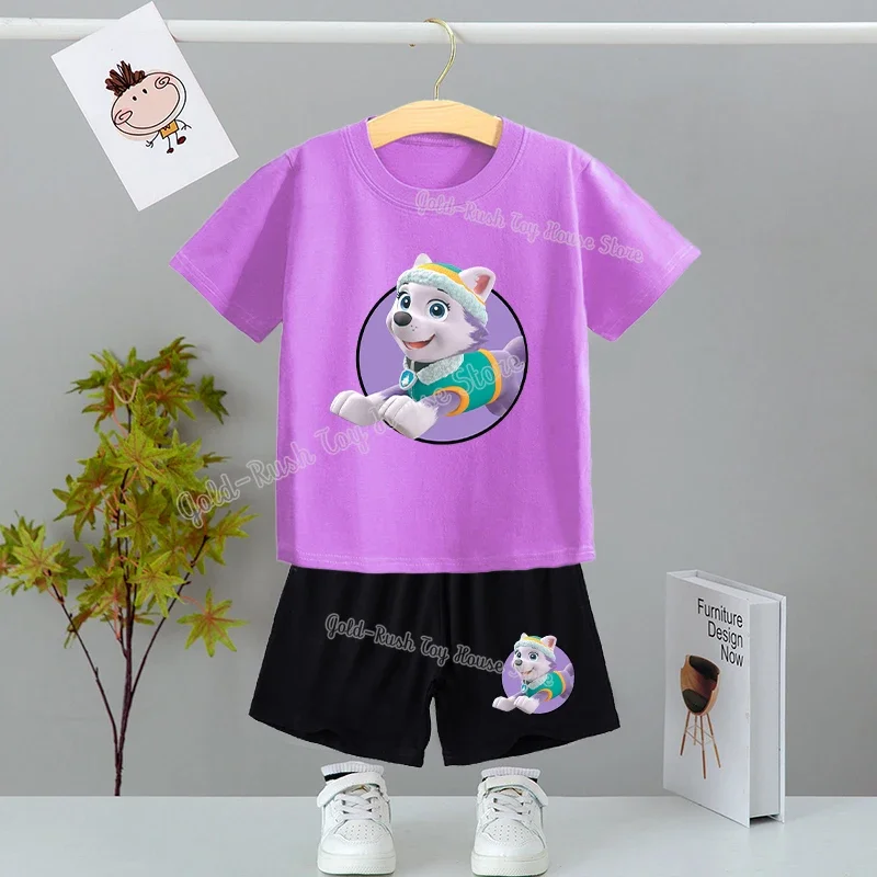 Paw Patrol Tracksuit Suit Chase Marshall Rubble Clothes Set Boy Girl T Shirt Shorts 2pcs Kids Suit Short Sleeve Children Outfit