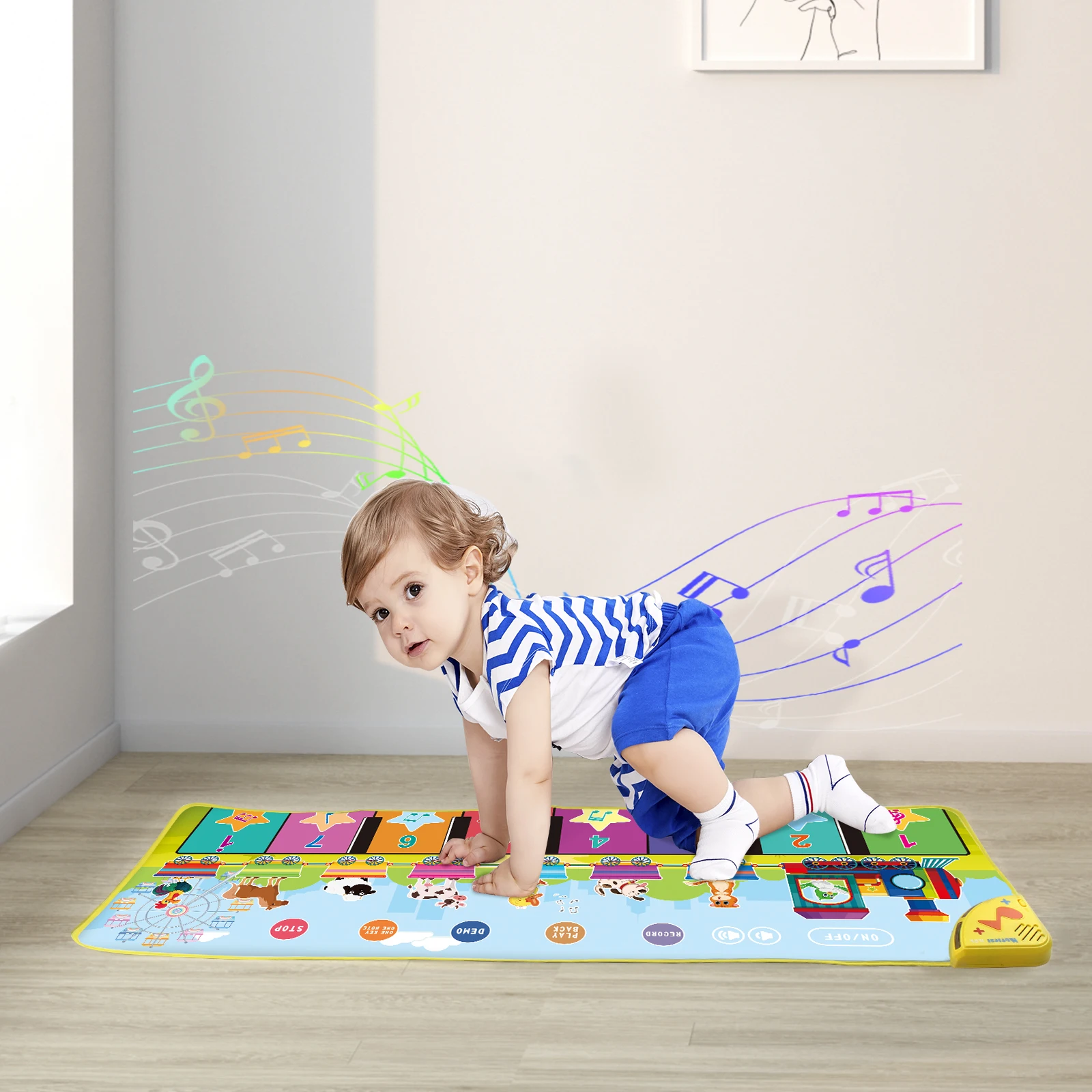 100x38cm Kid Animal Music Piano Mat Toddlers Floor Keyboard Dance Mat 13 Key Kid Musical Toys Educational Toys for Kid Gifts 2