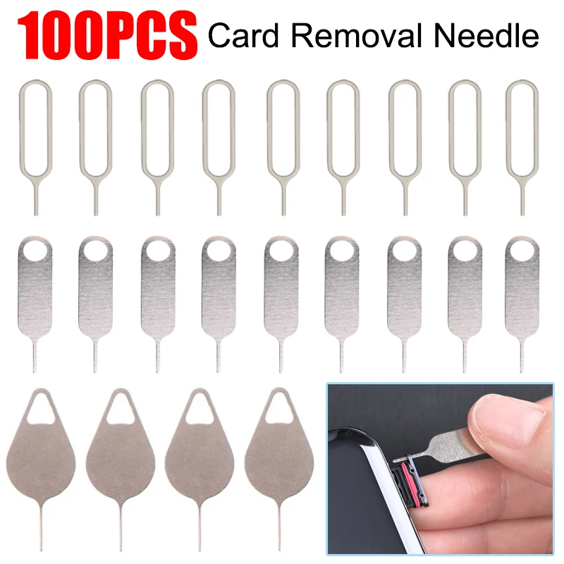 100-1 Pz Metallo Eject Sim Card Vassoio Open Pin Key Tool Per Iphone 14 13 Samsung Xiaomi Apple Ipad Tablet Ago Di Rimozione Universale