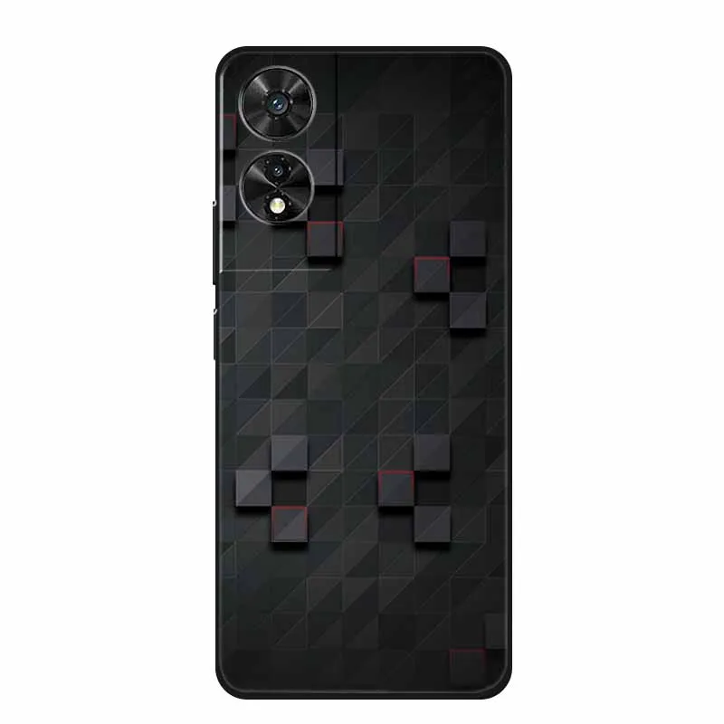 Black Geometric Silicone TPU Phone Case - Soft Back Cover Shield