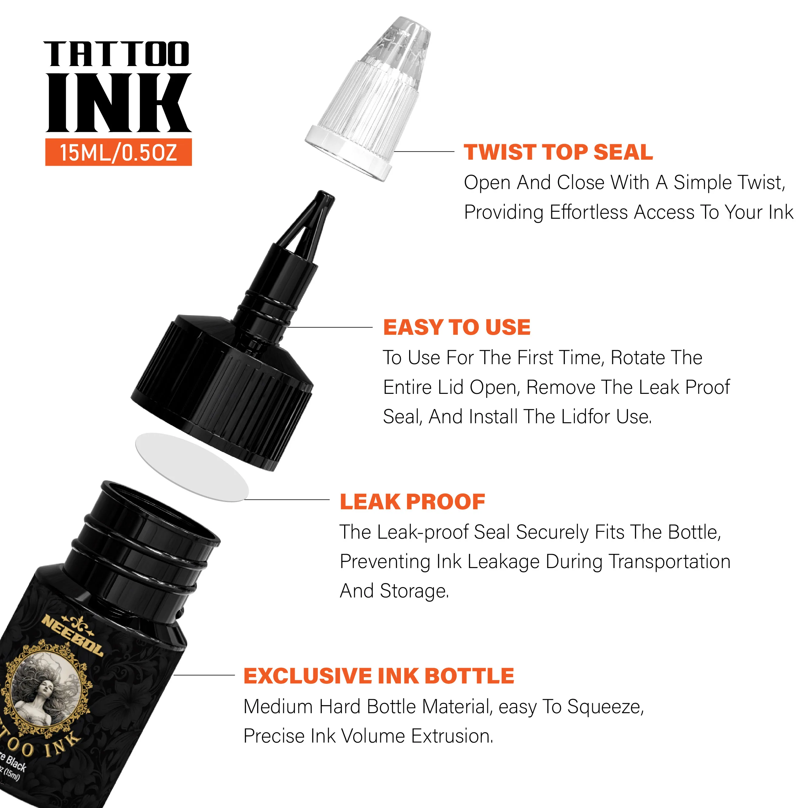 Tattoo Ink Set 14/21 Colors 1/2 oz (15 ml) Tattoo Ink & Supplies For Outlining Shading Long Lasting Painting Colorful