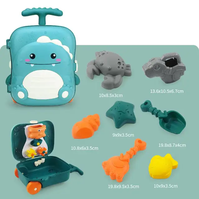 Children Mini Portable Beach  Sand  Toy  Set With Trolley Case Summer Outdoor Games Beach Toys Gift For Kids Toddlers Boys Girls 3