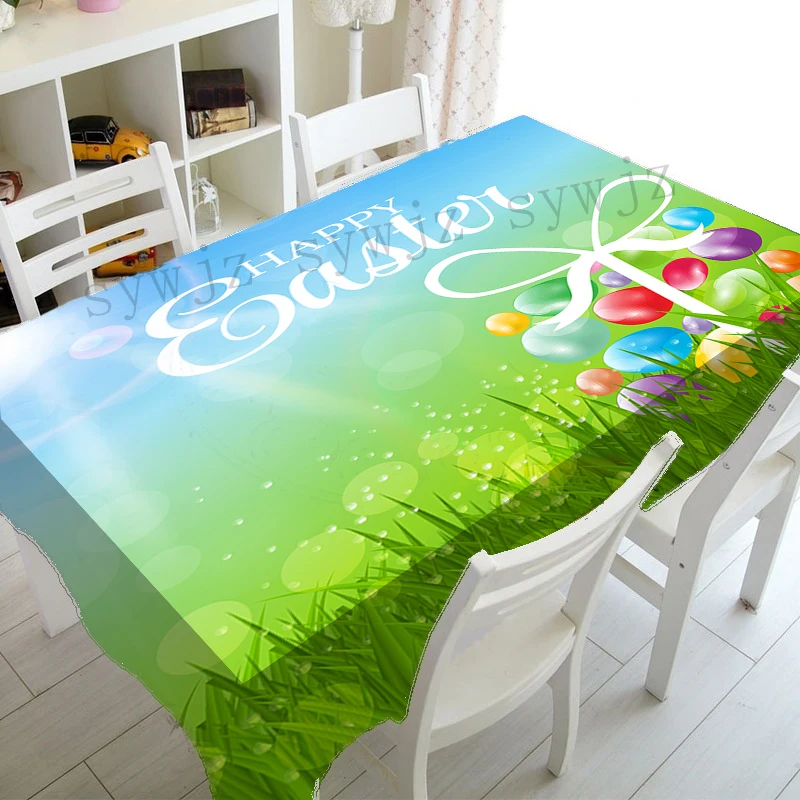 

Easter Egg Rectangular Tablecloth Spring Floral Bunny Tablecloth Party Dinner Decoration Holiday Kitchen Decoration Accessories