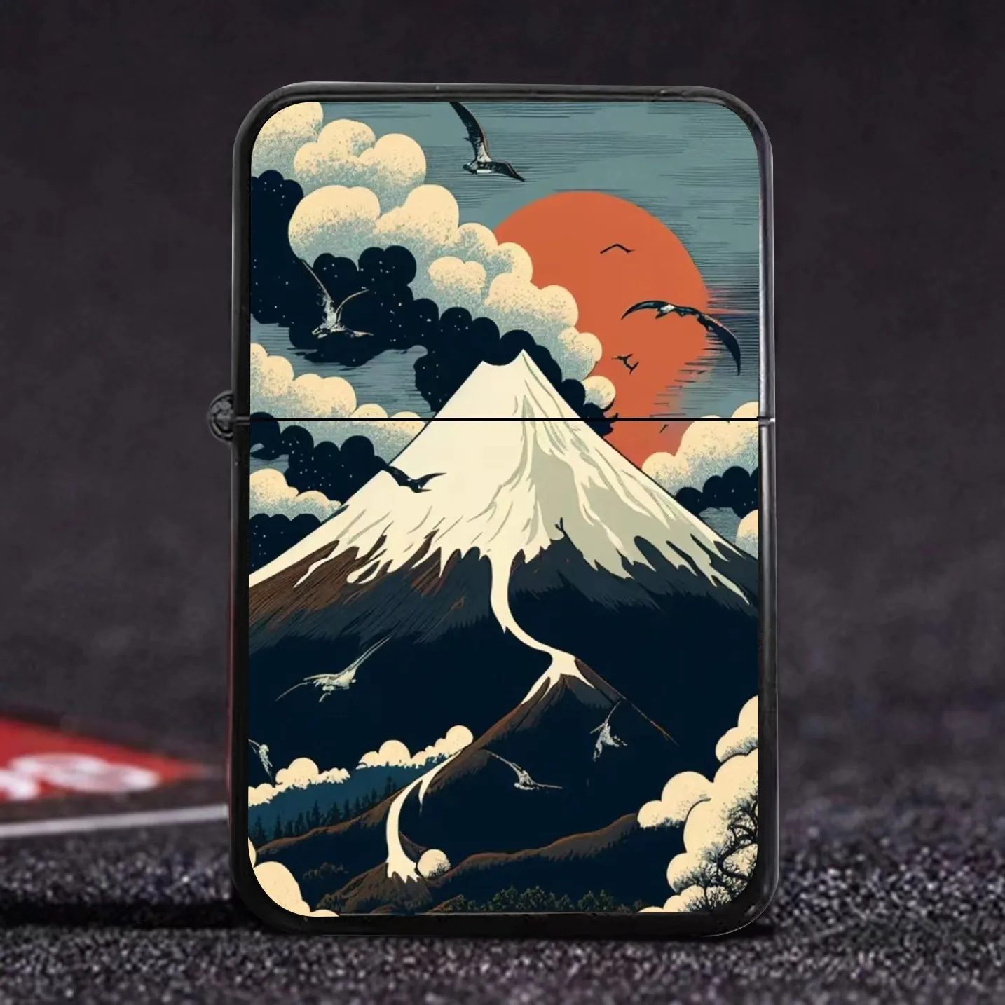 Fuji Mountain Kerosene Lighter Metal Windproof Lighter Landscape Creative Advertising Machine Scenic and Historic Site