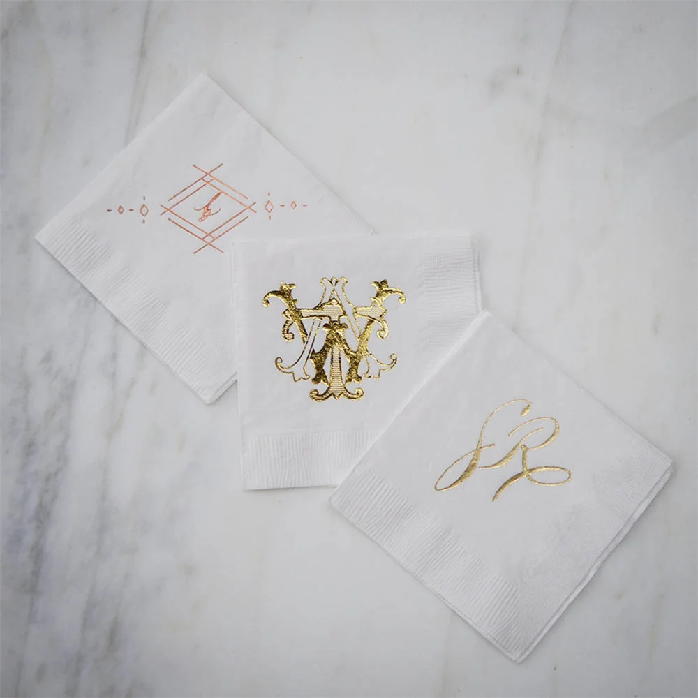 

50pcs Custom Foil Printed Napkins, Personalized Napkins, Custom Party Napkins, Monogrammed Paper Napkins, Wedding Napkins, Custo
