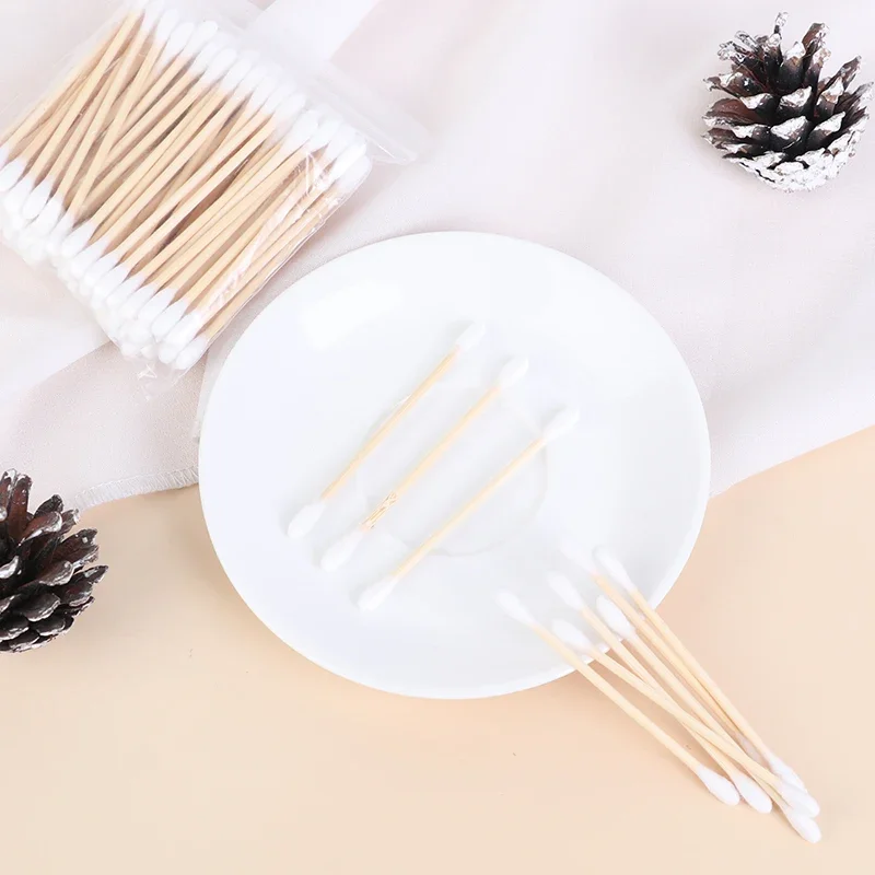 100/500/1000Pcs Double Head Disposable Makeup Cotton Swab Soft Cotton Buds For Medical Wood Sticks Nose Ears Cleaning Tools 4