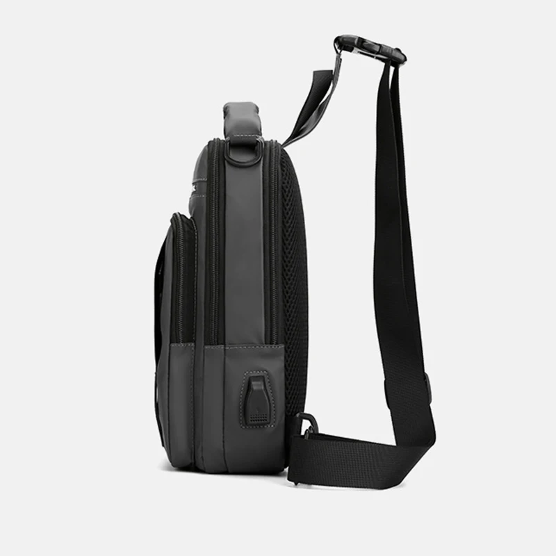 Men Small Backpack Chest Pack Shoulder Bag with USB Charging Port Travel Male Waterproof Nylon Sling Messenger Cross body Bags 4