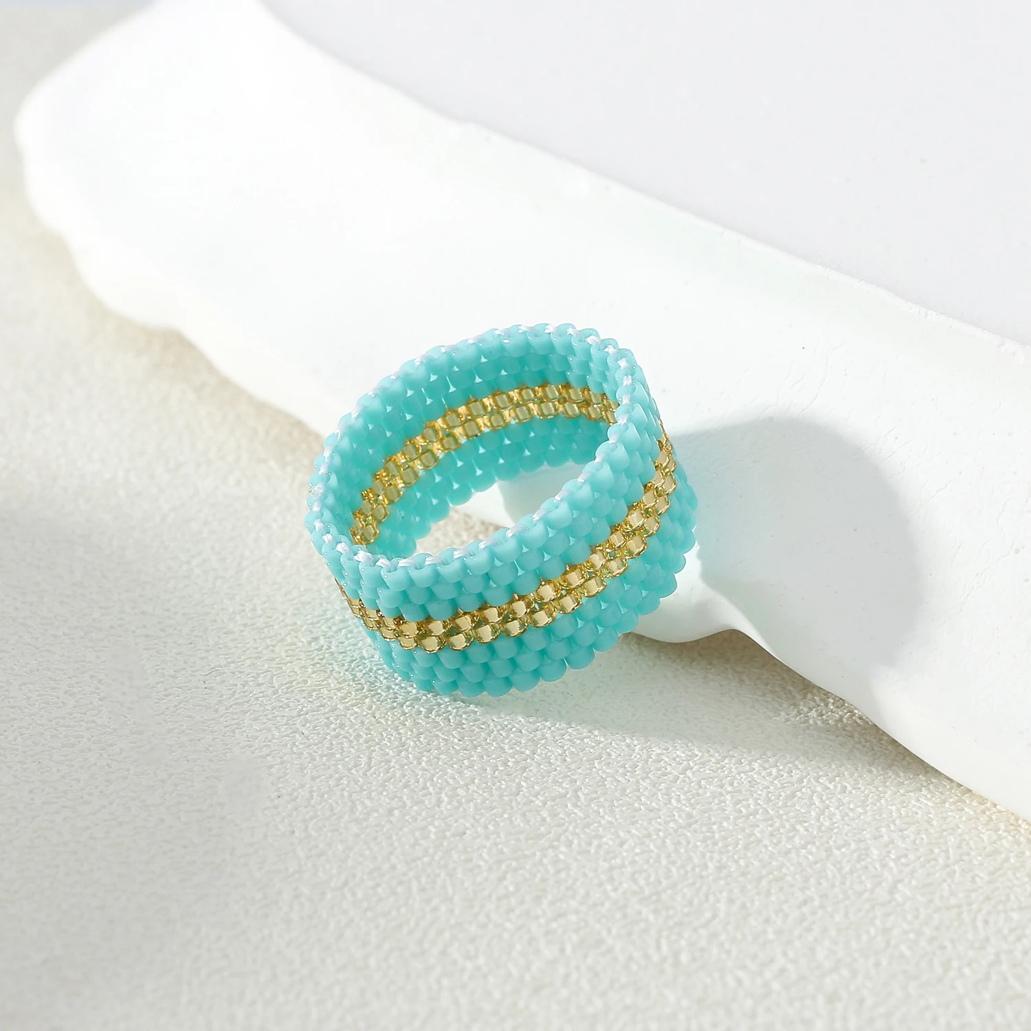 KELITCH Miyuki Ring Fashion Gift Jewelry Miyuki Seed Bead Band Geometric Woven Native Style Finger Rings for Women 2