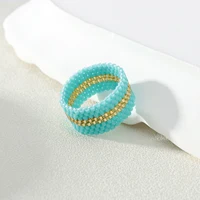 KELITCH Miyuki Ring Fashion Gift Jewelry Miyuki Seed Bead Band Geometric Woven Native Style Finger Rings for Women 2