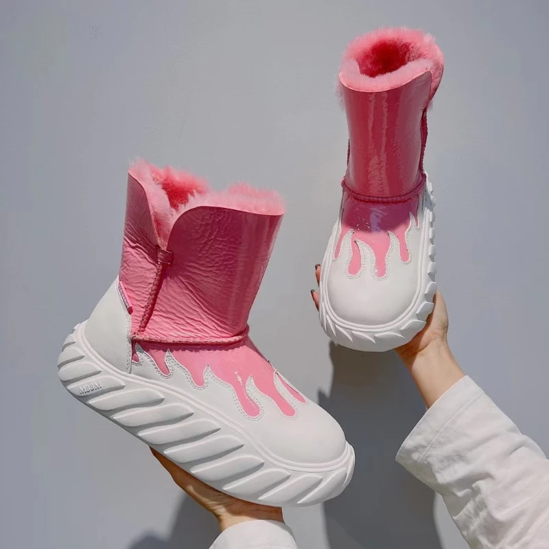 

Ботильоны женские зимние на платформе, теплые Нескользящие, с круглым носком, плюшевые, без застежки, х/б