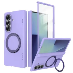 Premium Kickstand Hinge Case with Full Body Protection and Screen Protector - Shockproof Cover - Galaxy Z Fold7 (Lilac Purple)
