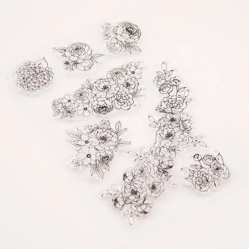 Petal Flowers Clear Stamp Transparent Silicone DIY Stamp Seal Sheet for Scrapbooking Making Album Photo Handmade Decoration
