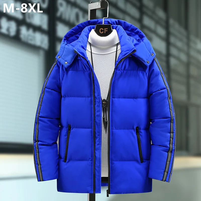 Students Snow Winter Warm Parkas 8XL 7XL 6XL Night Reflective Stripes