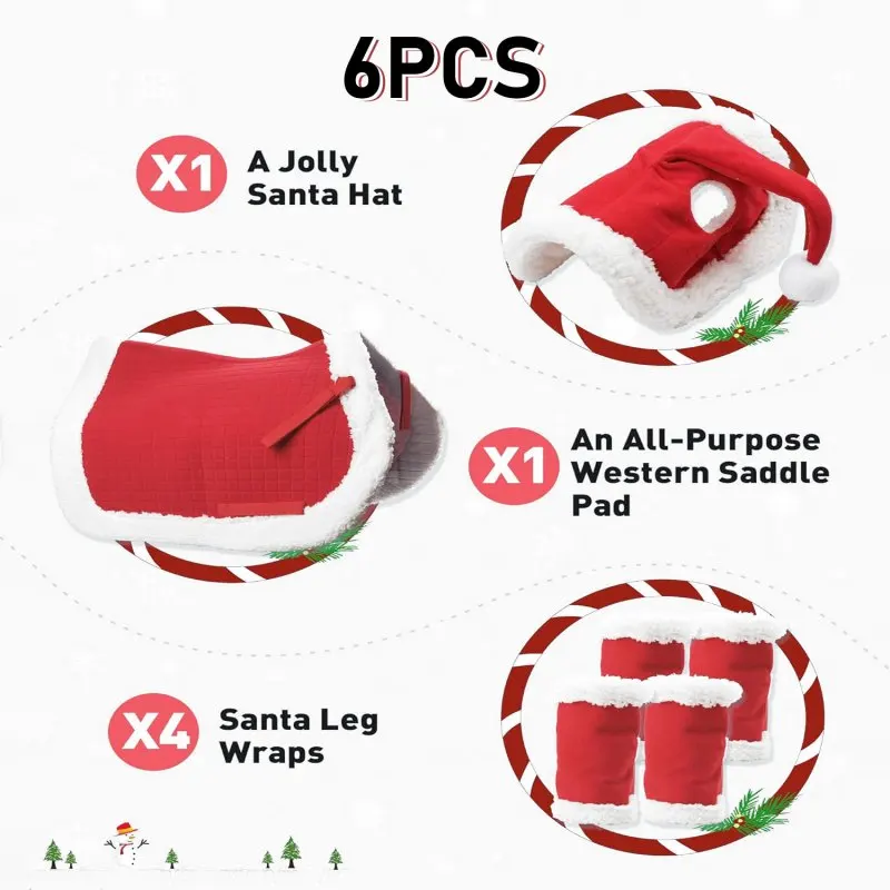 6 Pcs Horse Christmas Horse Leg Wraps Standing Wraps for Horses Leg Loose Christmas Parades Costume Accessories