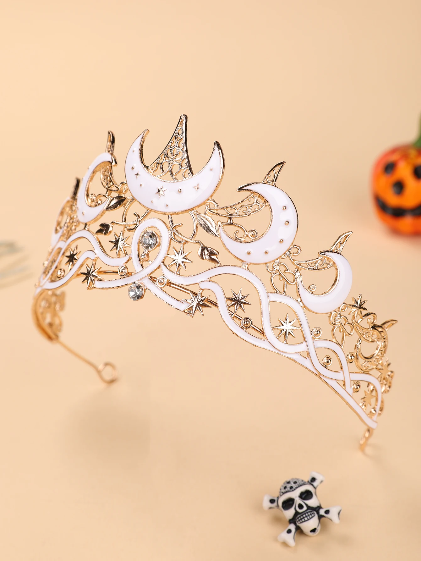 Gotische Halloween-Wasserdiamant-Krone Kopfschmuck Dunkles Design Modisches Beliebtes Accessoire für Europa – Detail 13