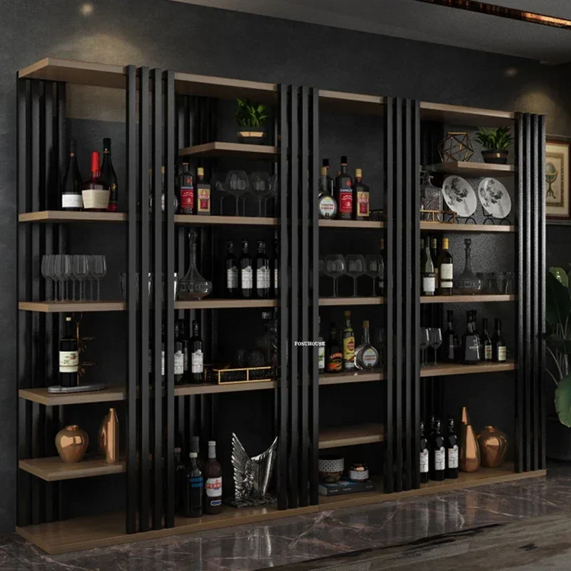 Retro Display Cabinet Industrial Wind Bar Furniture European Iron Bar Wine Cabinets Home Wine Rack Living Room Storage Display
