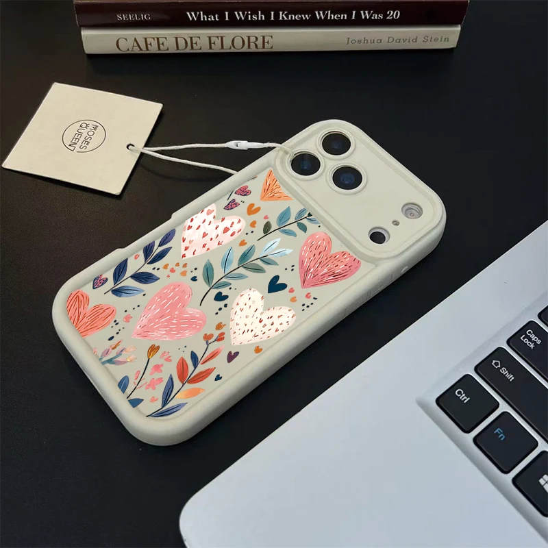 Love Heart Leaves Flower Matte TPU Silicone Case