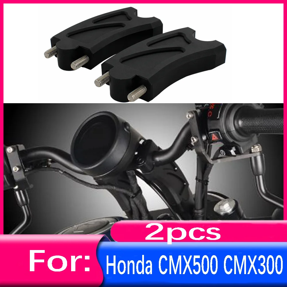 

2Pcs Motorcycle Aluminum Handlebar Risers Handle Bar Lift Clamp Adapters for Honda Rebel CMX 500 300 CMX500 CMX300 Black