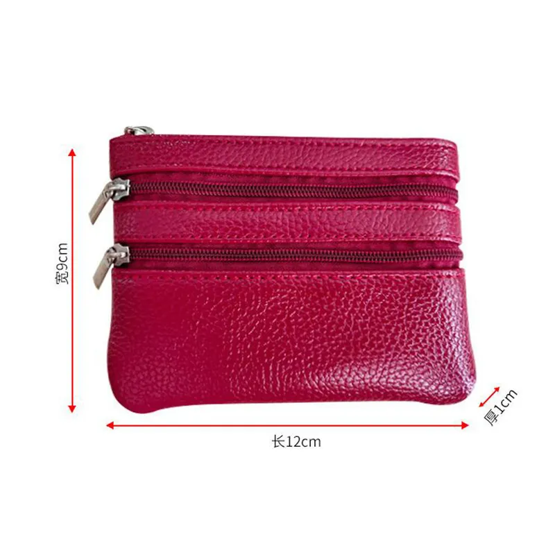 Women Men Leather Coin Purse Wallet Clutch Double Zipper Small Change Soft Bag Mini Card Cash Holder Dollars Pocket coin purse women wallet card wallet coin wallet change bag