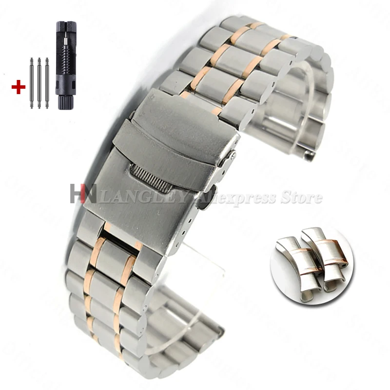 Premium Solid Stainless Steel Arc-End Watch Strap - Universal Replacement Bracelet