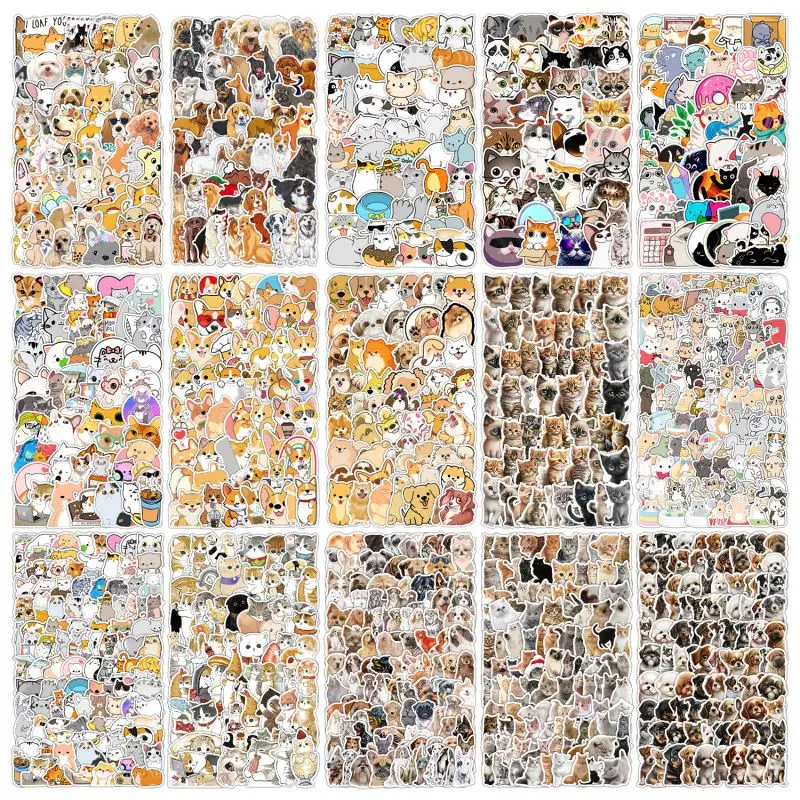

50PCS Cute Kids Kitten Puppy DIY Graffiti Sticker Mobile Phone Computer Waterproof Handbook Decorate Sticker Child Birthday Gift