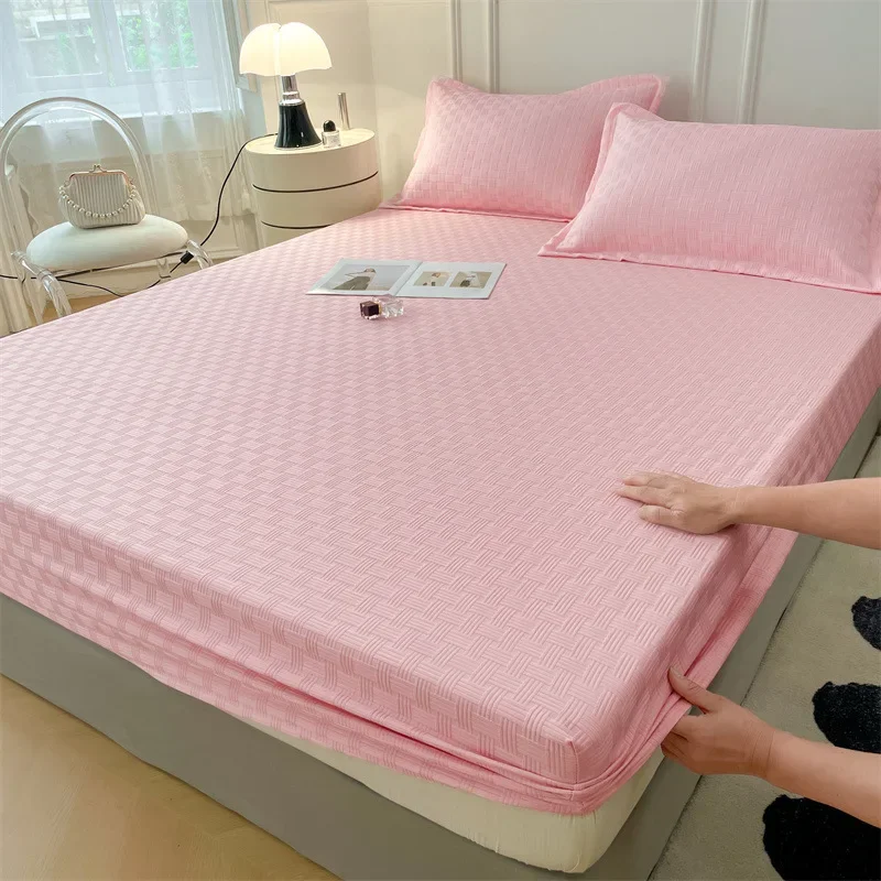 

Bedding Quilted Mattress Pad Soy Fiber Fitted Sheet with Elastic Band Thicken Mattress Topper Washable Bed Mat Protector Cover