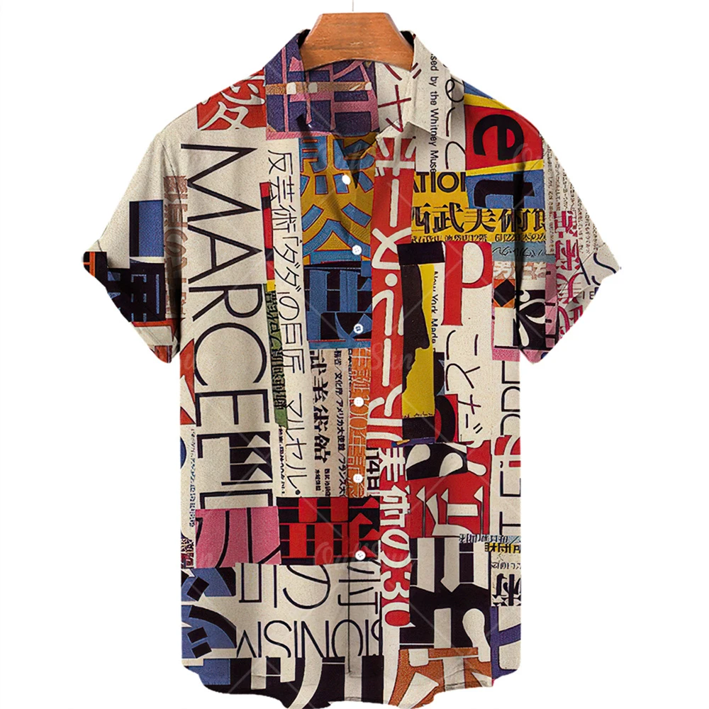 

Summer New Men's Short Sleeve Hawaiian Shirt Graffiti Floral Print Oversized Lapel Slim Beach Travel Shirt Men's Summer New