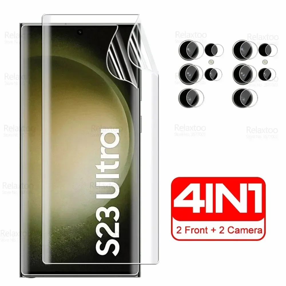 

4-в-1 Гидрогелевая пленка для камеры Samsung Galaxy S23 Ultra, Защитная пленка для экрана Samung S 23 Plus 23S S23Plus S23Ultra, фотопленка
