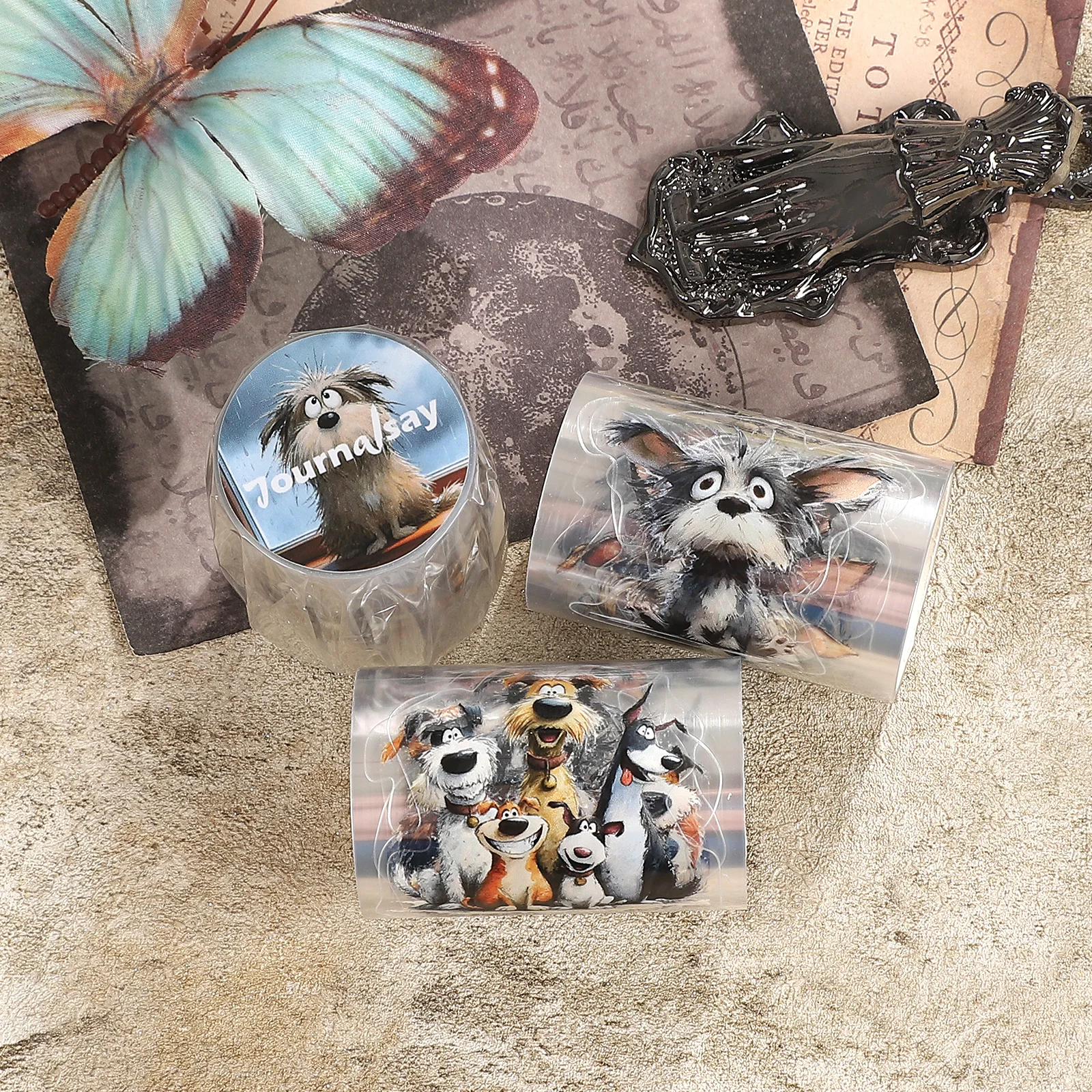 60mm*200cm 빈티지 퀴릭한 개 풍경 PET 테이프 창의적인 DIY 저널 재료 콜라주 스크랩북킹 문구류