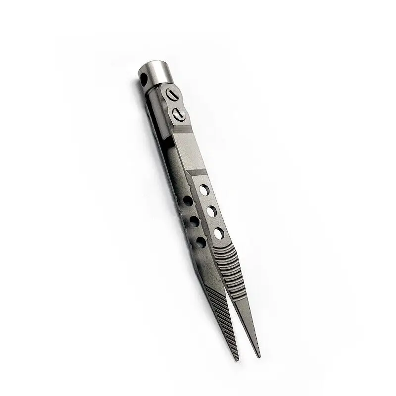 2 Pcs Portable Tweezer, Mini Titanium Alloy Tweezer, EDC Outdoor Tool For Travel Camping Home Mountaineering, Silver/Blue