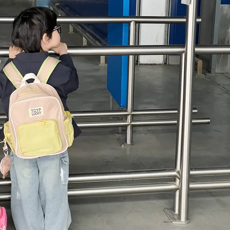 Korean Cute Kids Backpacks Patchwork Children's Handbags for Girls Boys Kindergarten Schoolbag Toddler Travel Storage Bag 2024 2