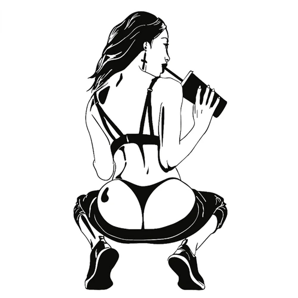 Car Stickers Drinking Sexy Attractive Girl Vinyl Decals Car Motorcycle Bumper Body Rear Window Decorative Decals,16cm*8.5cm