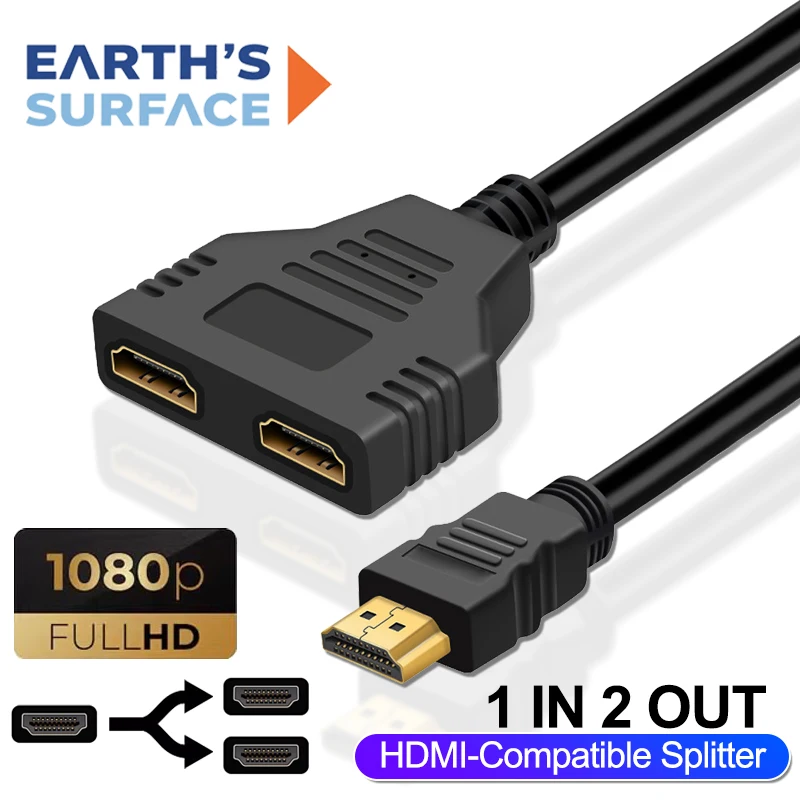 Câble séparateur Compatible HDMI, 1 entrée 2 sorties, adaptateur de commutateur vidéo, Hub de sortie pour XBox PS4 3 DVD PC portable TV 1080P HDTV Splitter