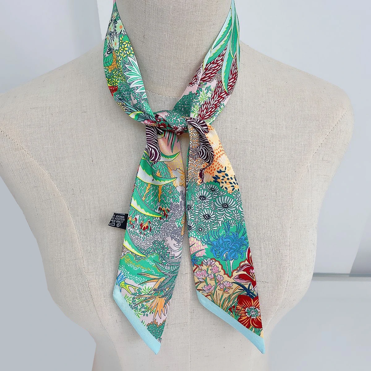Luxury Silk Women's Scarf: Zebra in Bloom Design – Fashionable Hair, Bag Accessory & Neckerchief