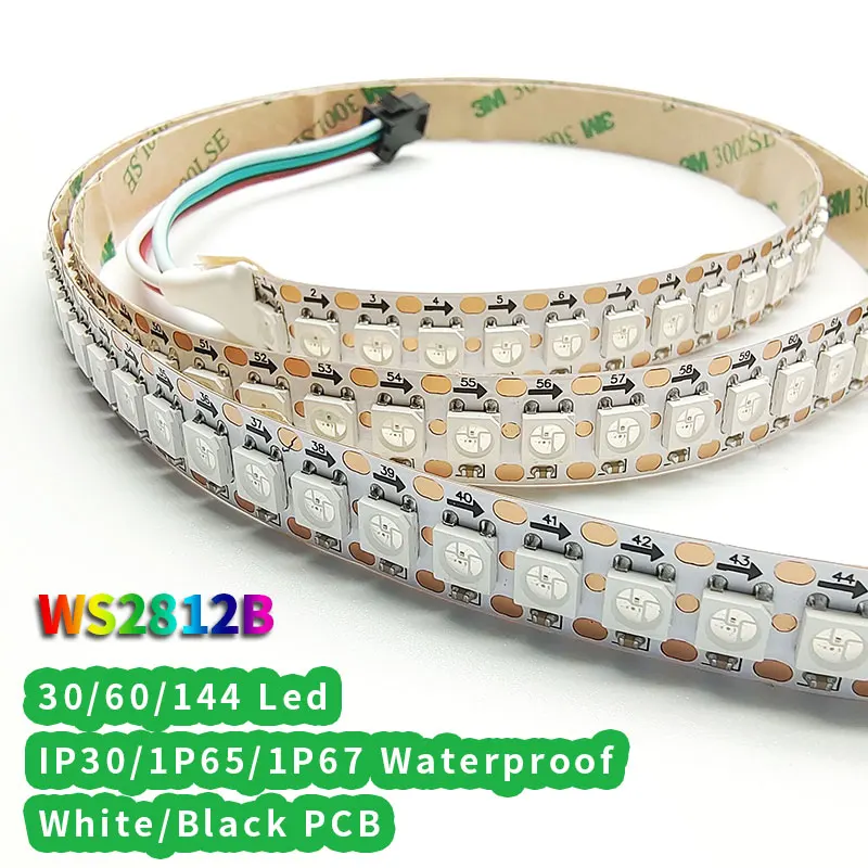 

1-5m 5V WS2812B Led Strip light Individually Addressable WS2812 Smart RGB Led pixel strips Black/White PCB Waterproof IP30/65/67