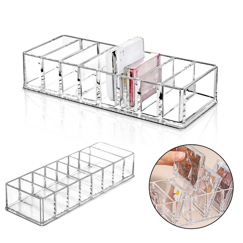 

Transparent Acrylic Eight-grid Fashion Desktop Eye Shadow Blush Storage Rack Data Cable Jewelry Storage Box Display Rack Decor