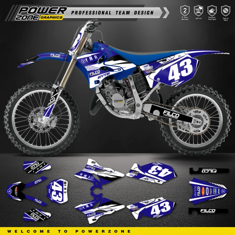 

PowerZone Custom Team Motorcycle Dirt Bike Graphics Background Decals For 3M Stickers Kit For YAMAHA 2002-2014 YZ125 YZ250 12